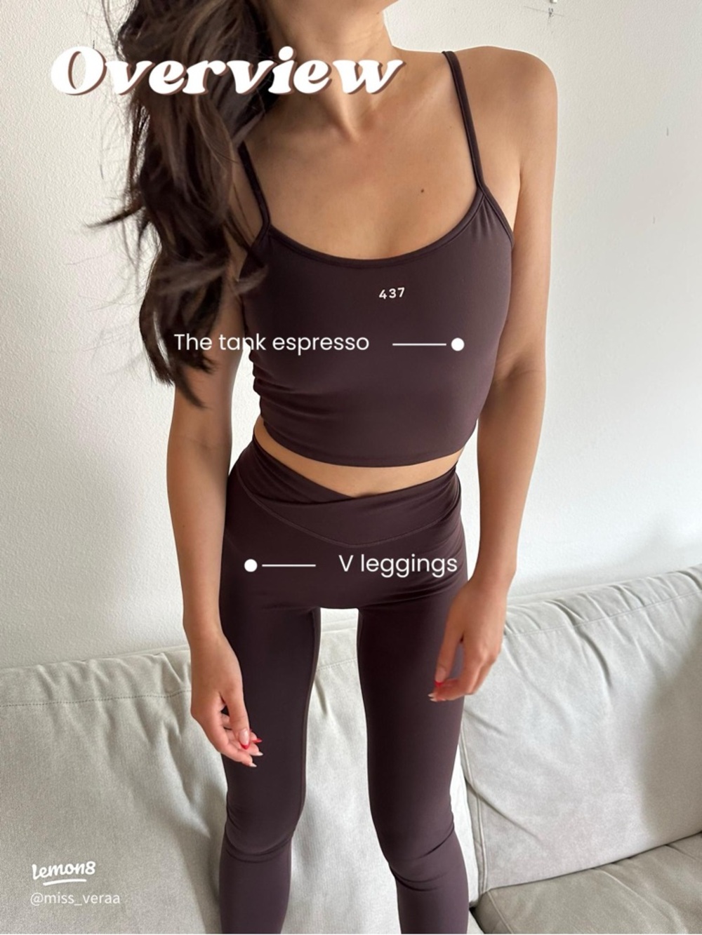 437 V Leggings and Tank set in Espresso - Picture 2 of 5